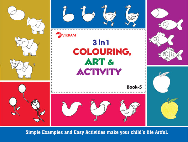 3 in 1 Colouring, Art & Activity Book - 5 - Vikram Books