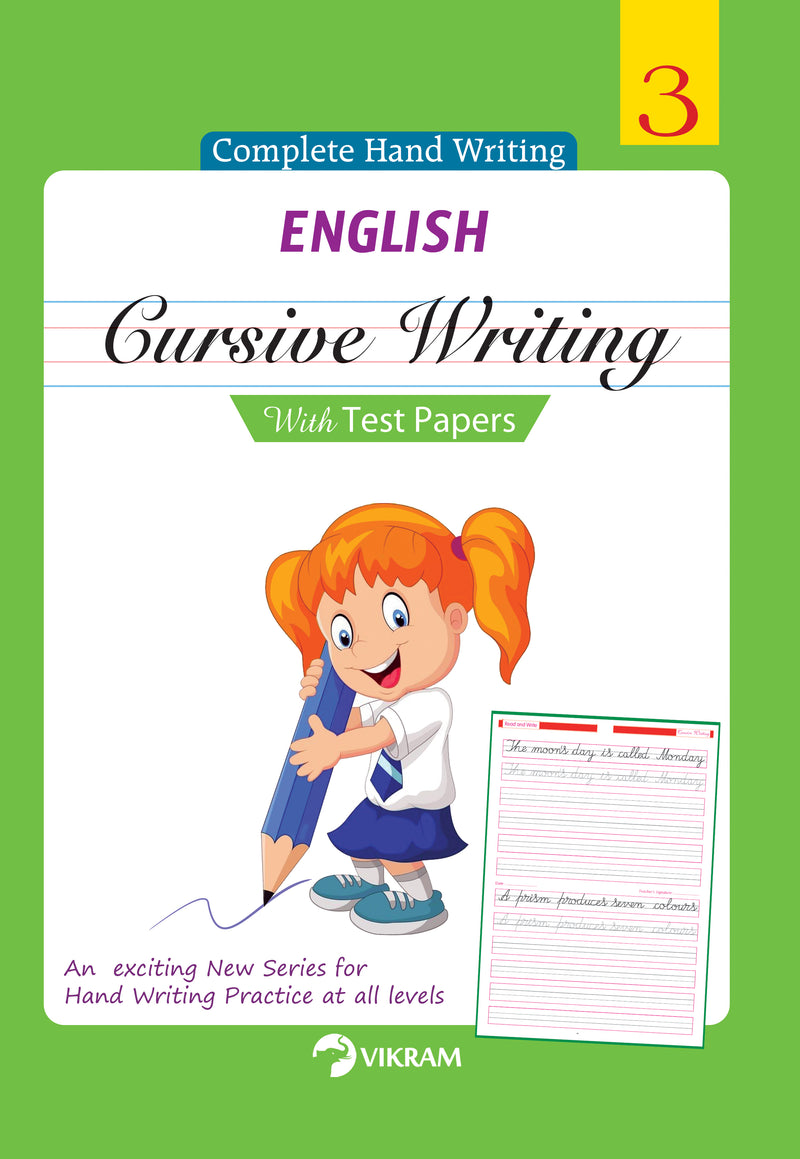 Vikram - ENGLISH Cursive Writing with Test Papers Book - 3 - Vikram Books