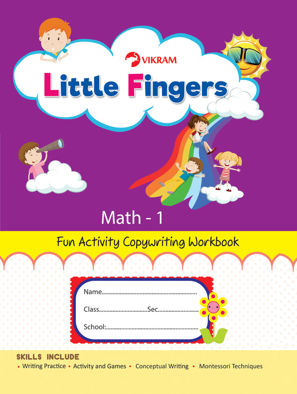 Little Fingers - MATH - 1 (Fun Activity Copy Writing Book) - Vikram Books