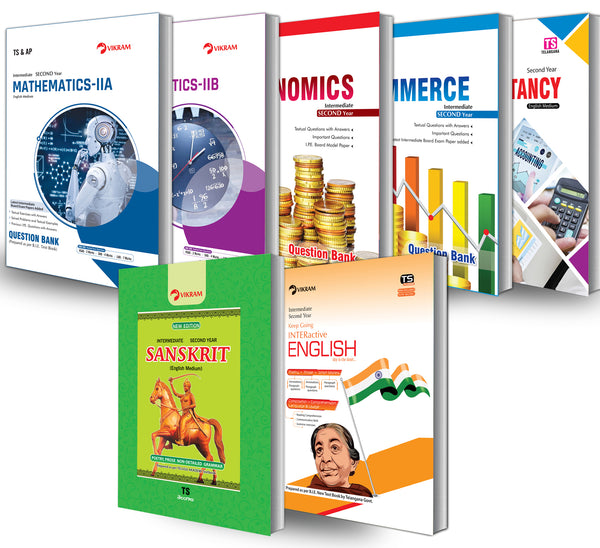 Intermediate  Second Year - Combo Offer - Question Banks Set - M.E.C. (E.M)  (languages : Sanskrit EM, English) Telangana