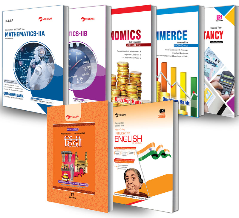 Intermediate  Second Year - Combo Offer - Question Banks Set - M.E.C. (E.M)  (languages : Hindi, English) Telangana