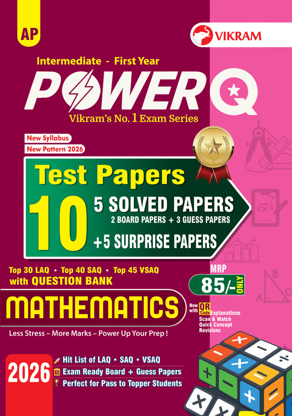 Inermediate - First Year - POWER Q - MATHEMATICS - Test Papers with Question Bank - Andhra Pradesh