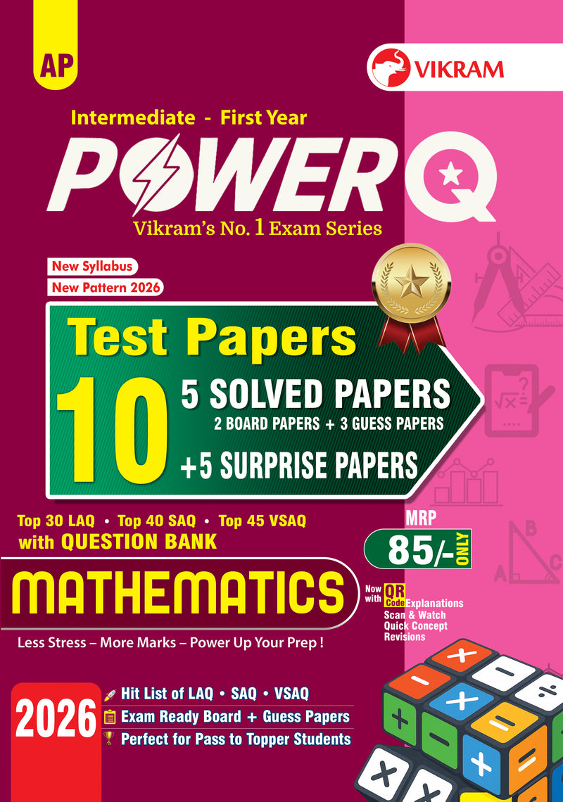 Inermediate - First Year - POWER Q - MATHEMATICS - Test Papers with Question Bank - Andhra Pradesh