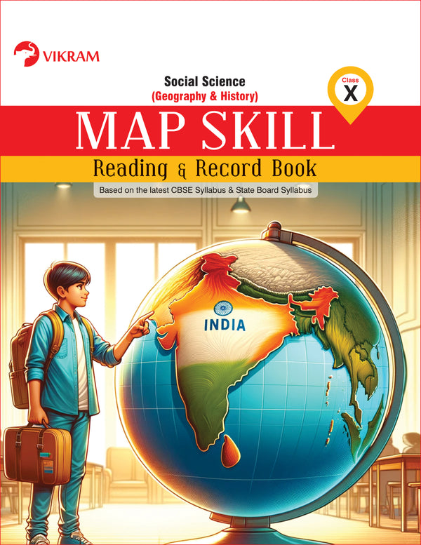 X Class - Social Studies - Map Skill - Reading & Record Book (CBSE and State Borad Syllabus) English Medium