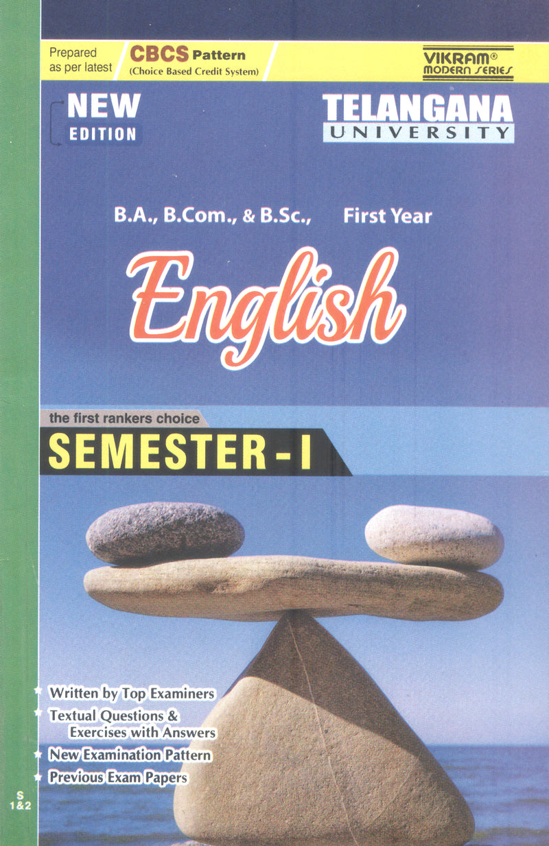 Degree  First Year - ENGLISH - Semester - I : Telangana University - Vikram Books
