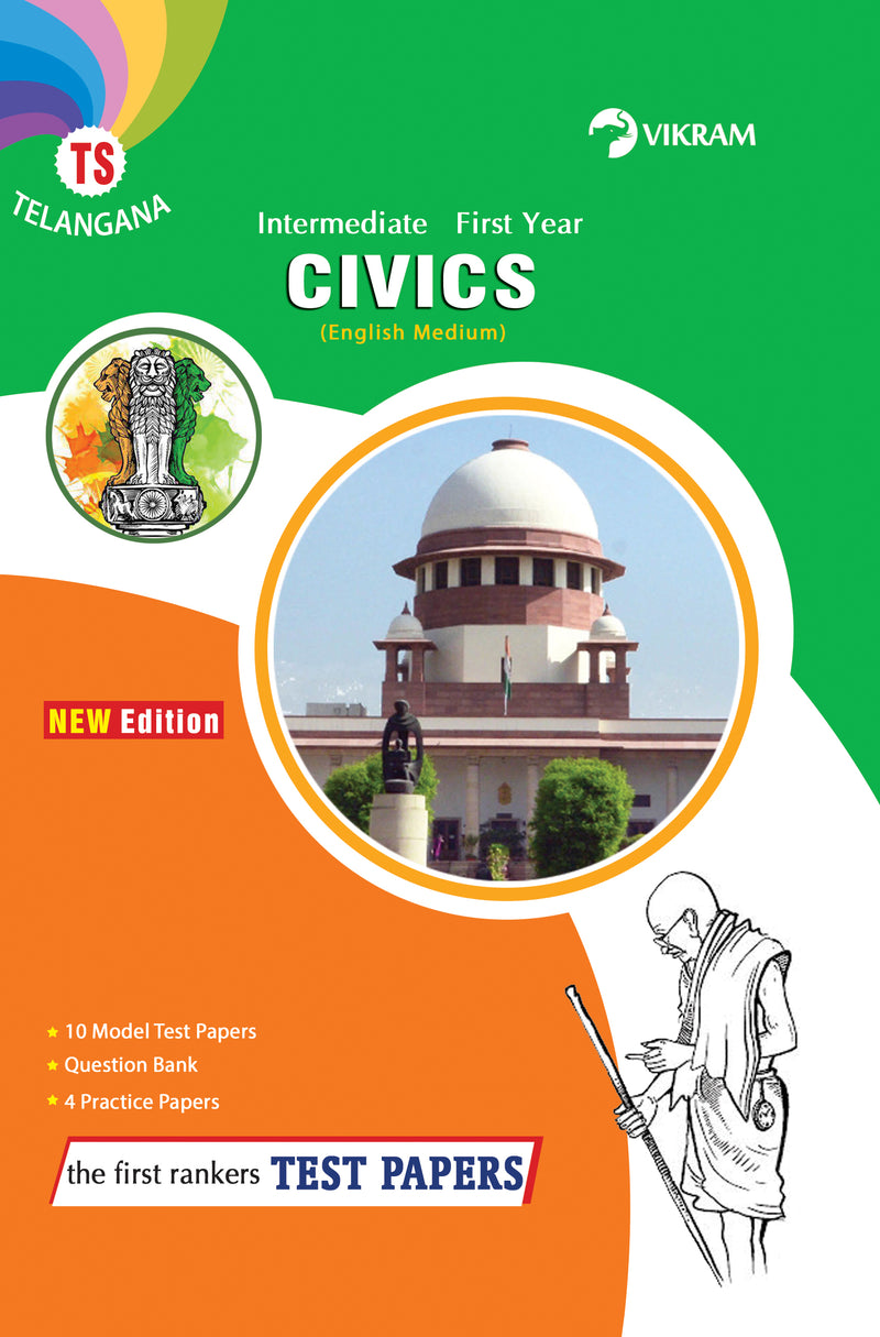 Intermediate  First year  - CIVICS  (ENglish Medium - Test Papers - Telangana - Vikram Books
