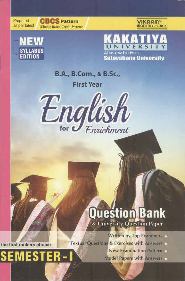 Degree  - First Year -  ENGLISH - Semester - I : Question Bank & University Question Papers : Kakatiya University, Satavahana University