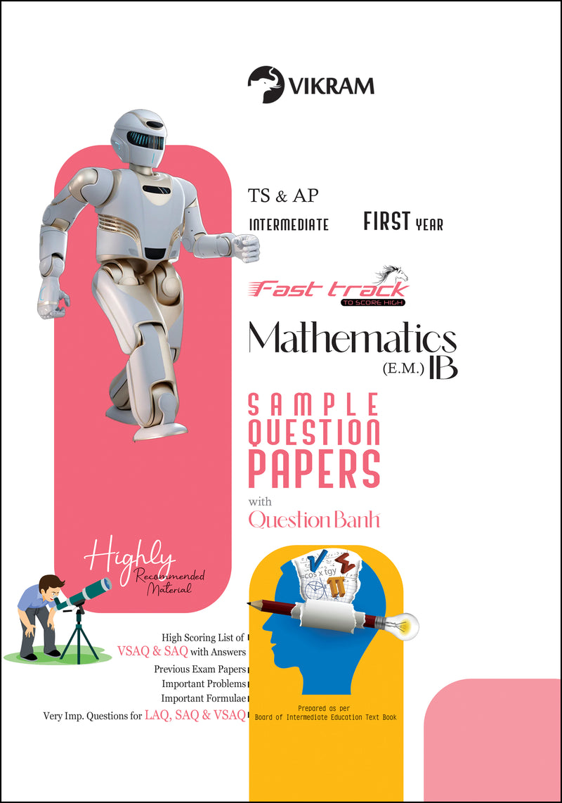 Intermediate  First Year - MATHEMATICS - IB (English Medium) Fast Track - Sample Question Papers with Fast Track Question Bank - Andhra Pradesh & Telangana