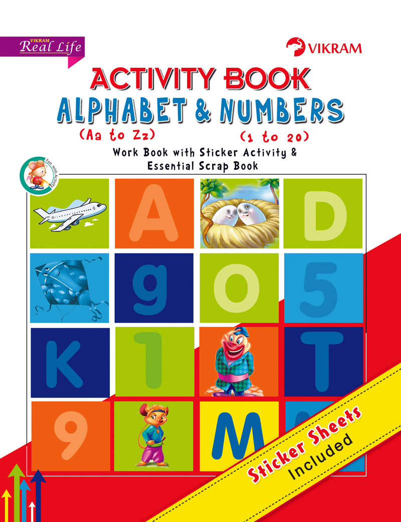 Real Life Alphabet & Numbers Activity Book (With Sticker Sheets) - Vikram Books