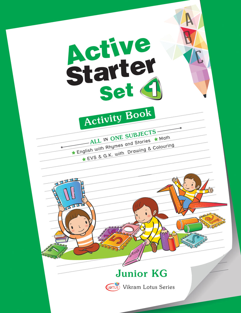 Vikram Lotus - LKG Active Starter Set (3 Term Books + 3 Work Books + 3 Activity Books + Assessment Sheets) - Vikram Books