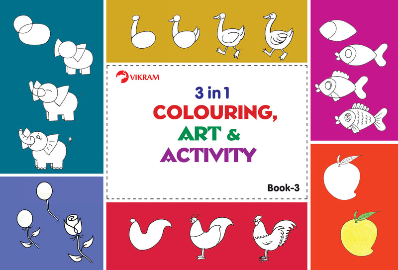 3 in 1 Colouring, Art & Activity - Book - 3 - Vikram Books