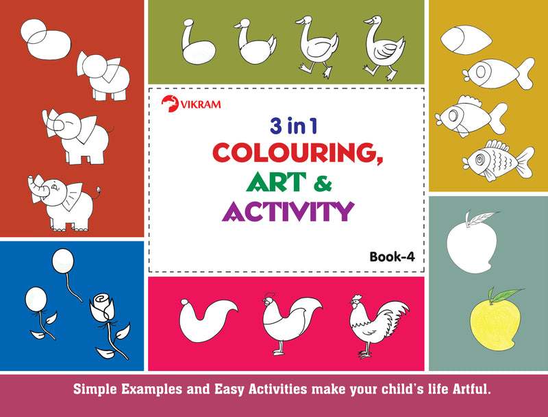 3 in 1 Colouring, Art & Activity Book - 4 - Vikram Books