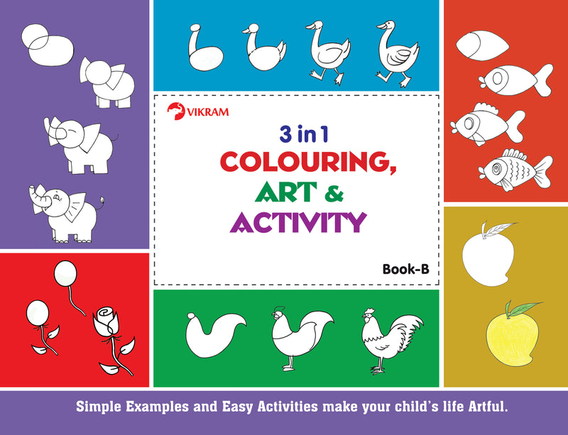 3 in 1 Colouring, Art & Activity Book - B - Vikram Books