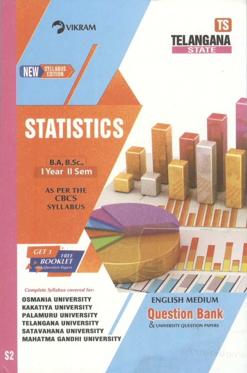 B.A., B.Sc.,  First Year  STATISTICS (English Medium)  Question Bank - Semester - II :  Telangana State Universities - Vikram Books