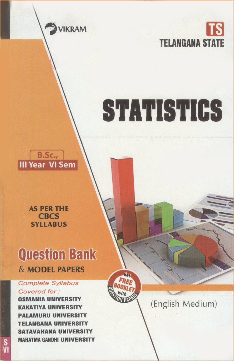 B.Sc.,  Third Year - STATISTICS (EM) - Semester - VI - Telangana State Universities - Vikram Books