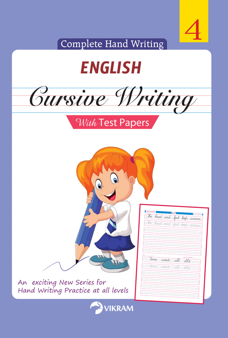 Vikram - ENGLISH Cursive Writing with Test Papers Book - 4 - Vikram Books