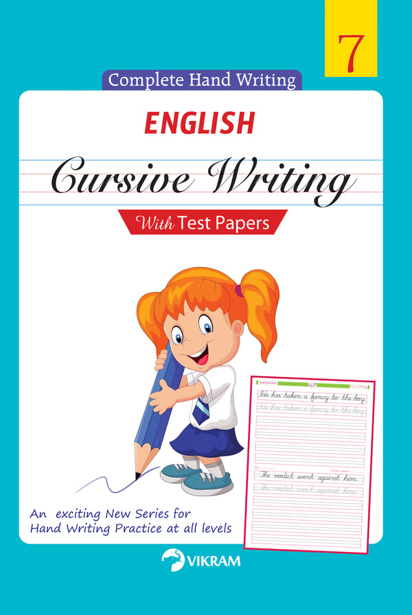 Vikram - ENGLISH Cursive Writing with Test Papers Book - 7 - Vikram Books