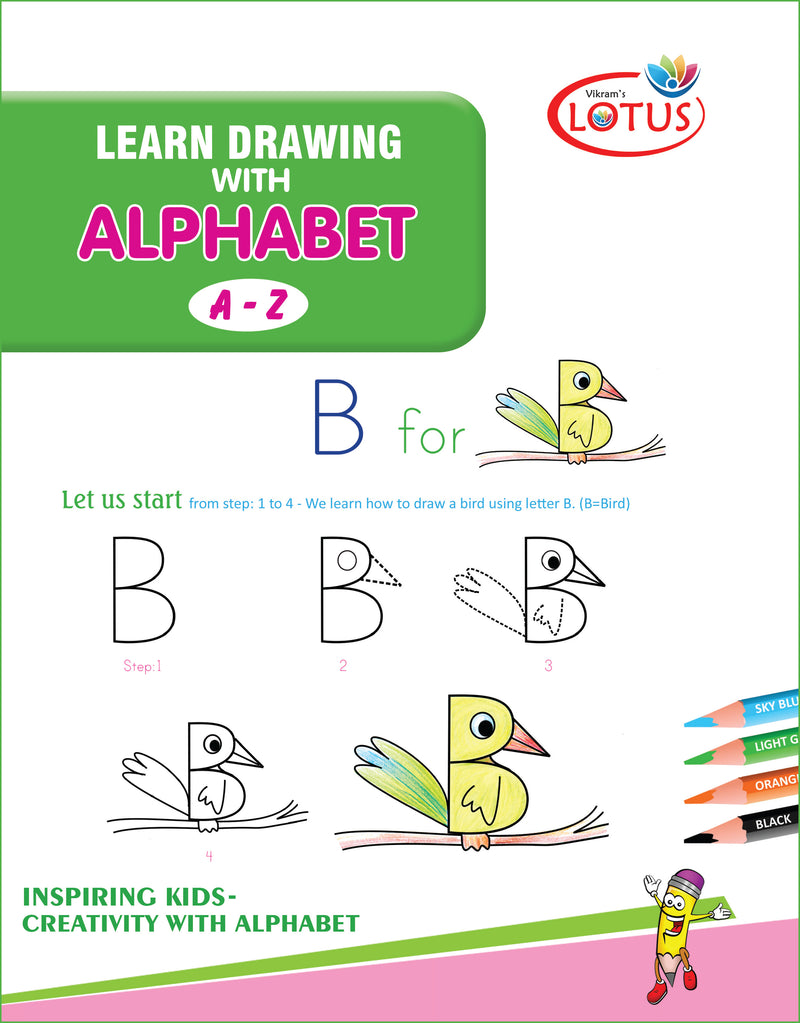 Lotus - Learn Drawing with ALPHABET A - Z Book - Vikram Books