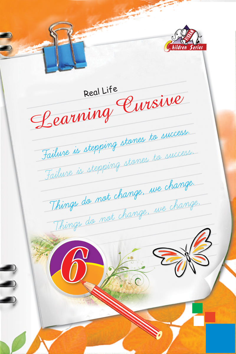 Vikram Real Life - LEARNING CURSIVE - Practice Writing Book - 6 - Vikram Books