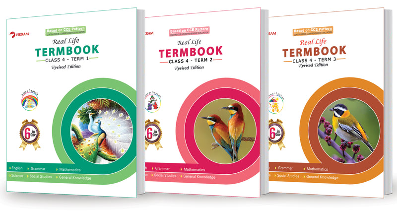 Real Life Class - 4 Term Books 1, 2 & 3 - Vikram Books