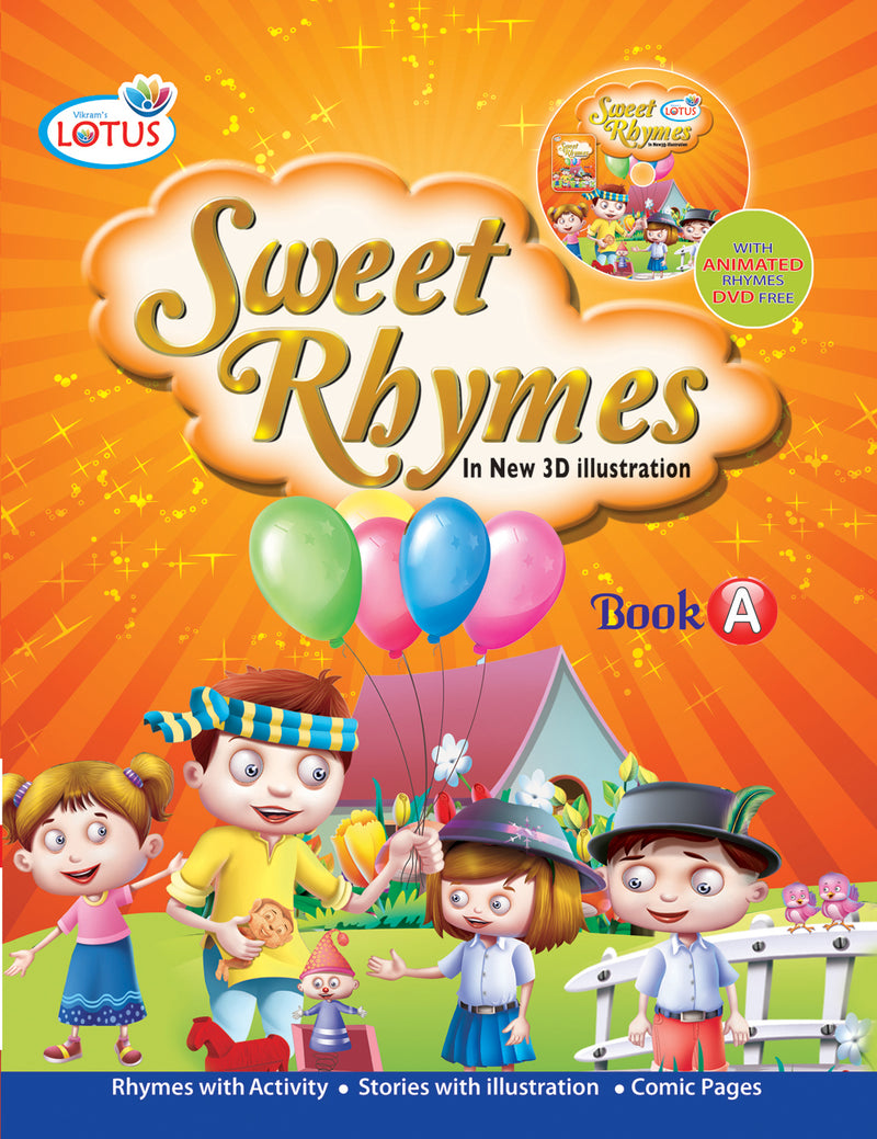 Lotus - ENGLISH - SWEET RHYMES in New 3D Illustration Book - A - Vikram Books