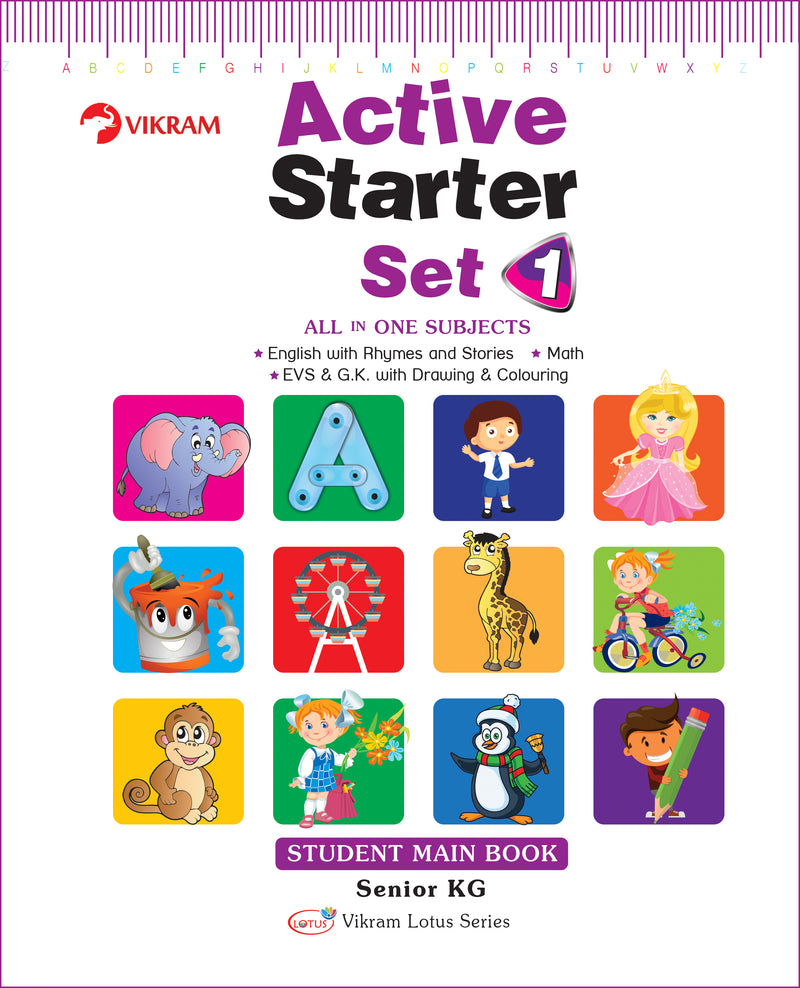 Vikram Lotus - UKG Active Starter Set (3 Term Books + 3 Work Books  + Assessment Books) - Vikram Books